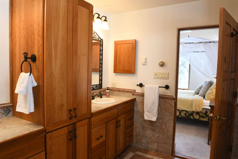 King bathroom vanity and storage