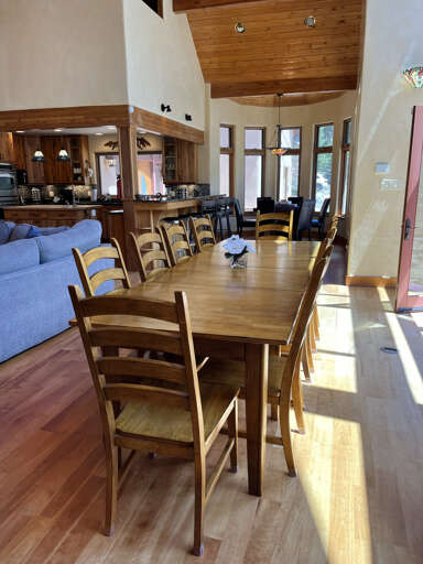 Open kitchen to dining to living space