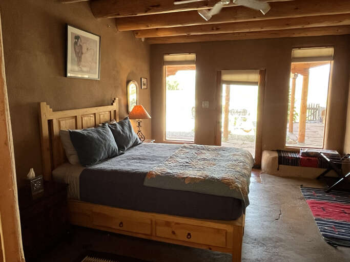 Primary bedroom with open shades