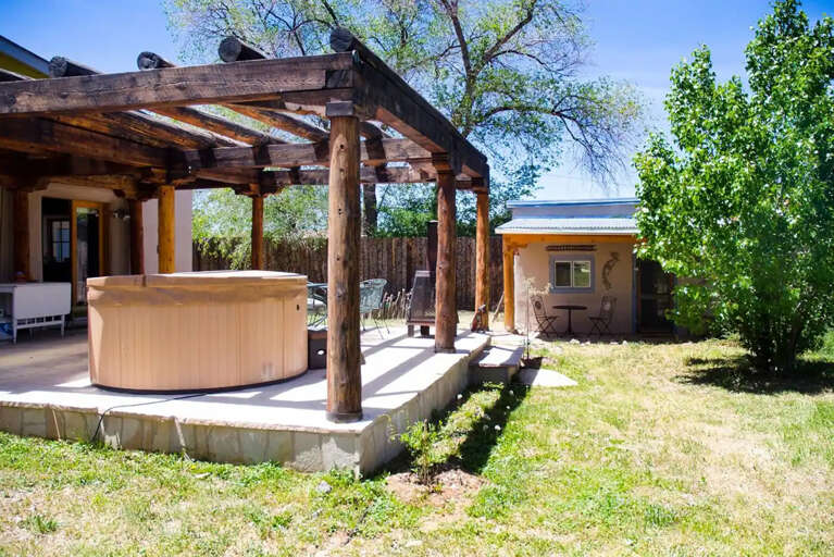Hot tub and view of the casita