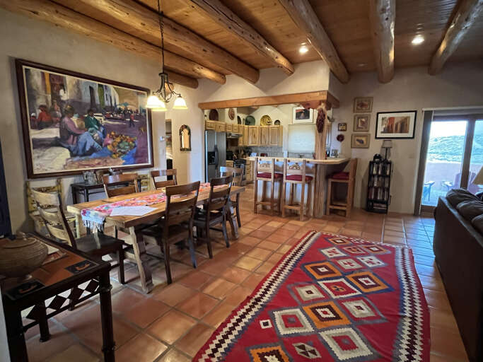 Dining area and kitchen bar seating