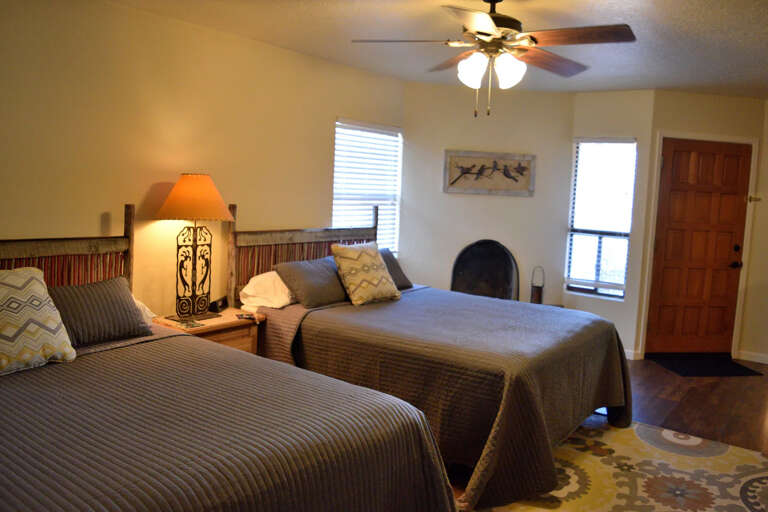 Two queen bedroom with ceiling fan