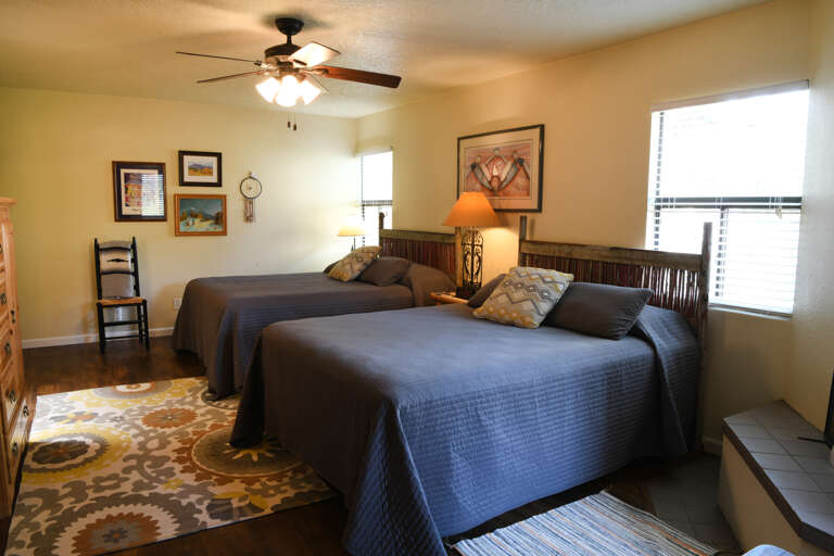 Two queen bedroom with ceiling fan