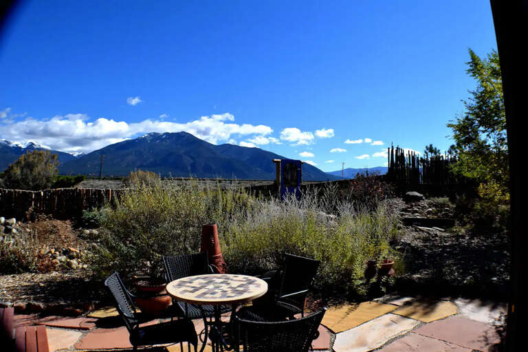 Patio with mountain views