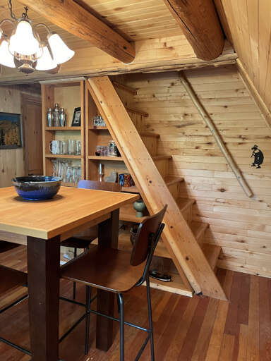 Loft Stairs next to high top table