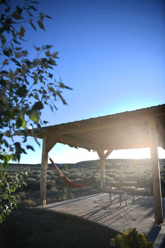 Pergola with dining table
