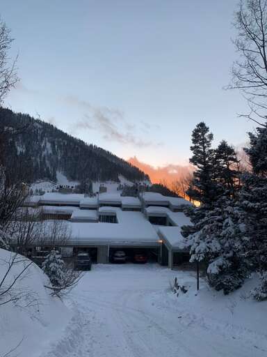 The condo complex in winter