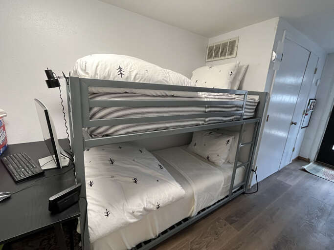 Plush bedding on twin bunks