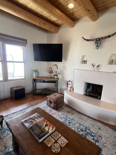 living room fireplace and smart TV