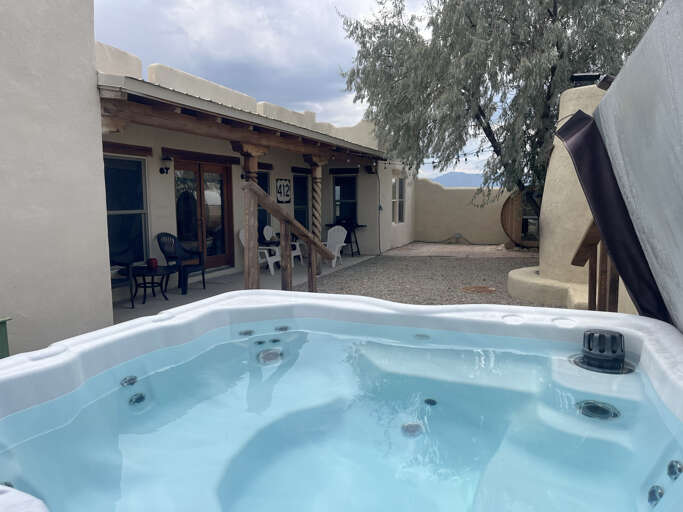 Back patio and hot tub