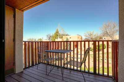 Patio with cafe dining table and chairs