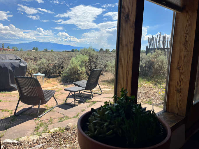Looking out the windows to the patio