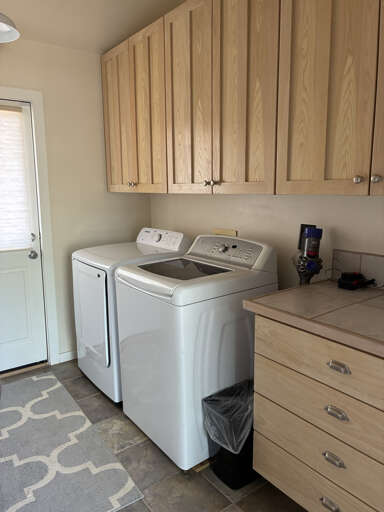 Your own dedicated laundry room with full-size washer and dryer, plus plenty of cabinet storageâone less thing to worry about during your getaway.