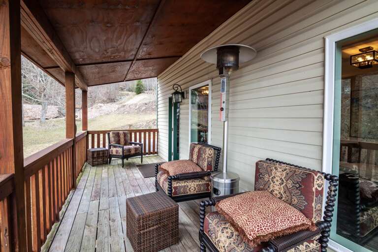 Side Porch with Seating and a Heater for those Cool Mountain Evenings
