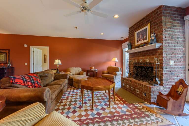 Wood-Burning Fireplace and Ample Space to Relax on Lower Level. Sofa Expands to Sleep 2