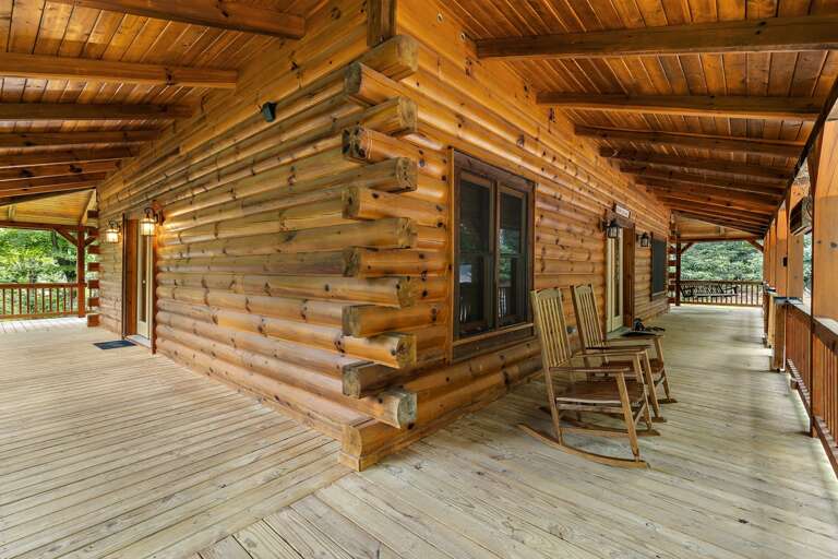 Wooden Rocking Chairs on the Deck Wooden Rocking Chairs on the Deck