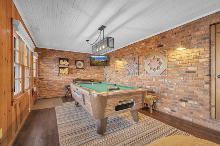 Pool Table and TV on Lower Level