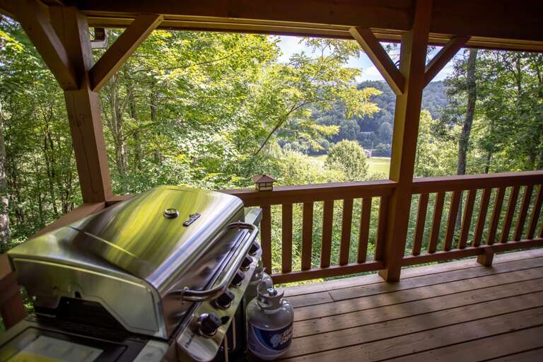 Gas grill on on porch