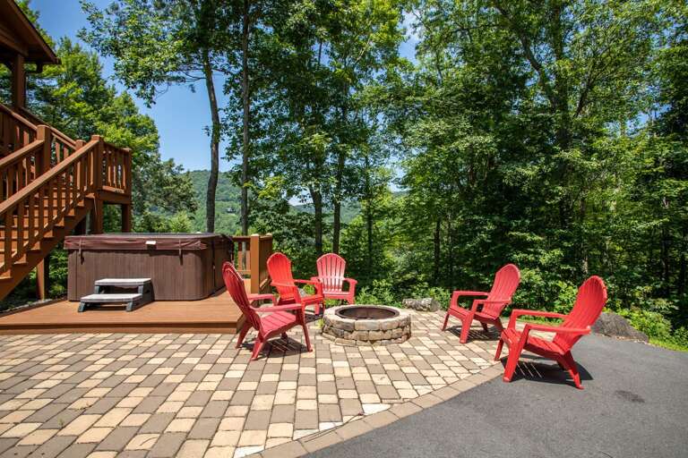 Outdoor Fire Pit next to the Hot Tub on the Custom Flag Stone Patio