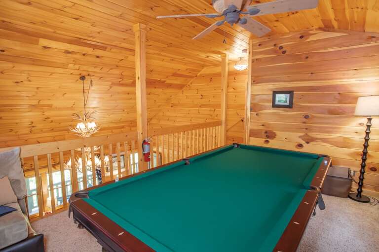 Pool table in loft area