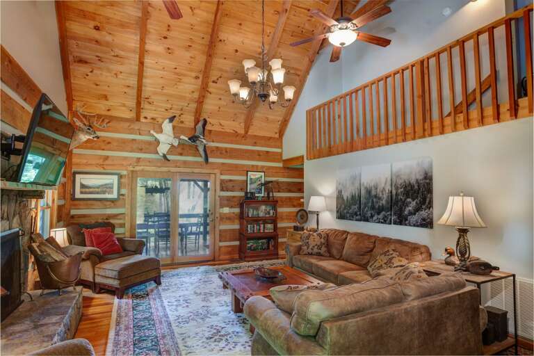 Living Room with Comfy Leather Furniture