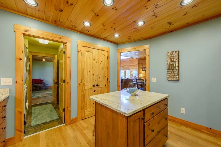 Built-in Granite Island with seating for 2 in the Kitchen