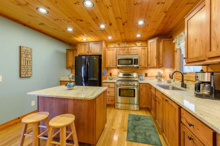 Kitchen with Island, Granite Countertops