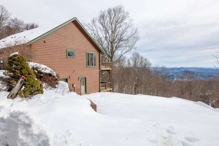 Exterior of Blue Mist, Lower Driveway to Garage (buried under a foot of snow!)