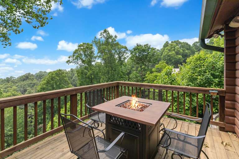 Gas Fire Table with Seating on the Upper Deck