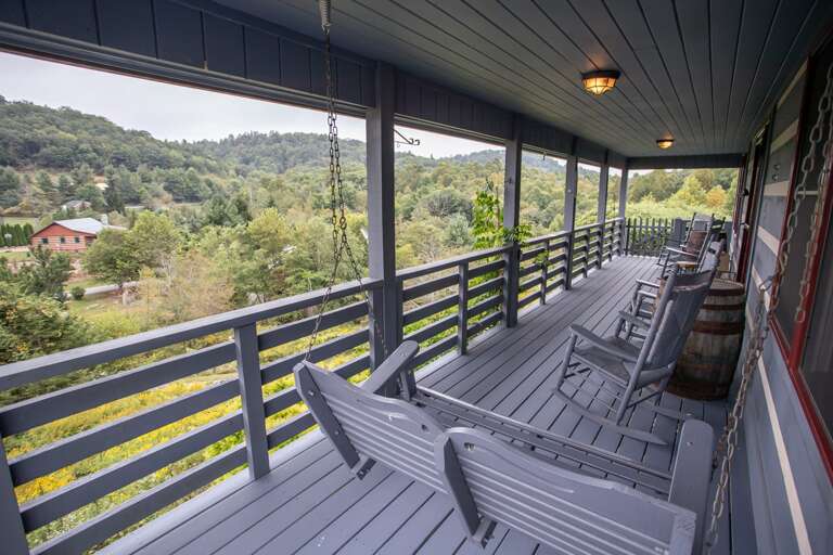 Front Deck with Swing and Rocking Chairs Front Deck with Swing and Rocking Chairs
