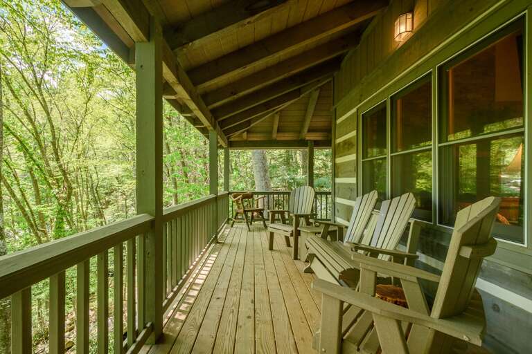 Upper Level Porch Seating in Peaceful Wooded Setting Upper Level Porch Seating in Peaceful Wooded Setting