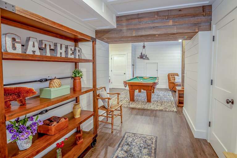 Downstairs has a unique layout with plenty of space