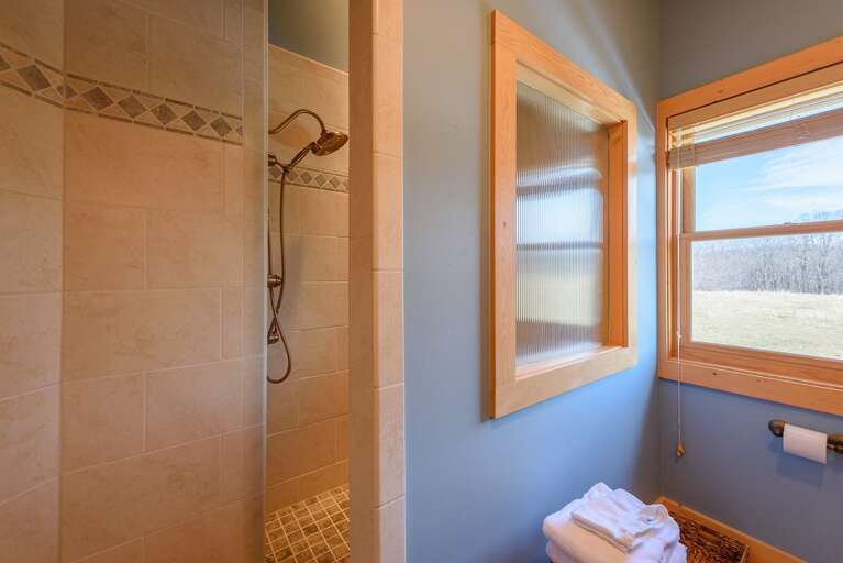 Large Walk-in Shower in upstairs King bedroom private bath Large Walk-in Shower in upstairs King bedroom private bath
