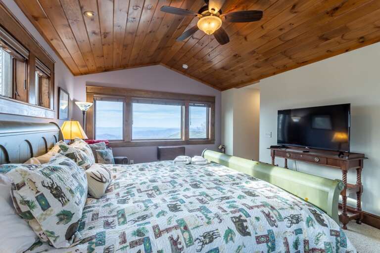 Private King Master Bedroom Upstairs with HDTV