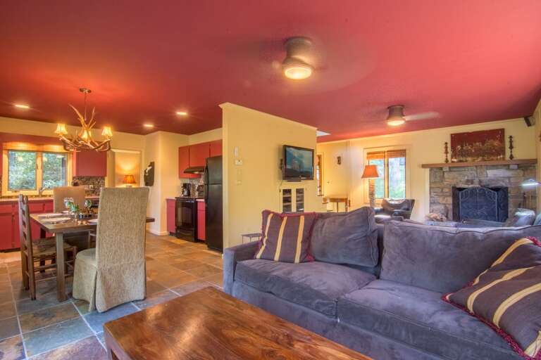 Comfy Sofa, opens to provide a Queen Sleeper, also seats Overflow Dining