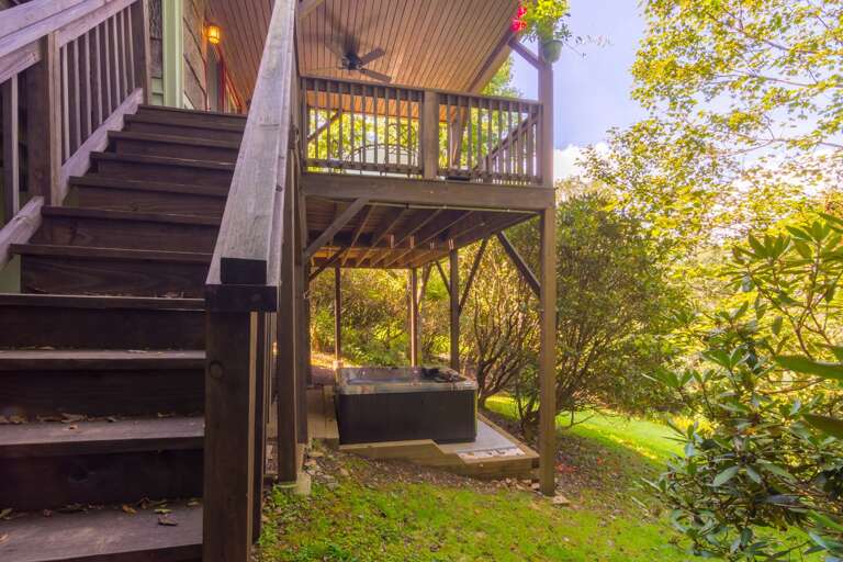 Hot Tub tucked in beneath Main Level Deck