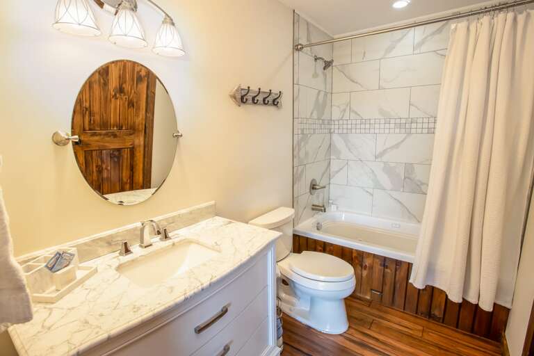 Downstairs Bathroom Jetted Bath Tub and Shower