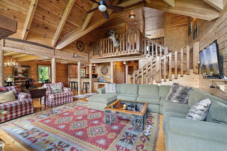 Lots of Comfortable Seating, Mountain Style Cabin