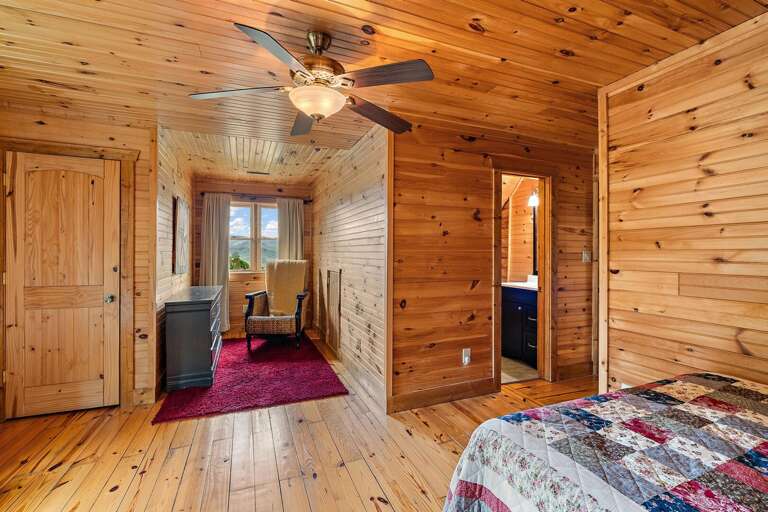 Warm Wood, Natural Light and Private Bathroom in the Upper Level Queen Bedroom