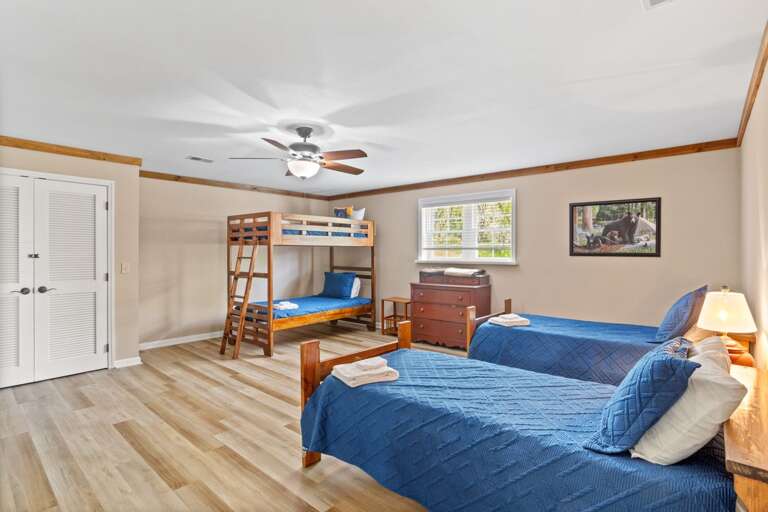 Kids Room with Twin Over Twin Bunk and Two Twin Beds