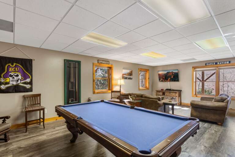 Lower Level Family Room with a Pool Table