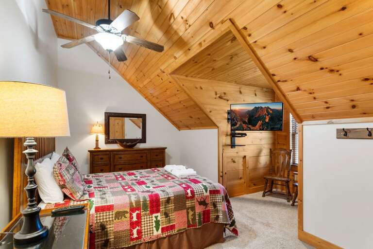 Upper Level Queen Bedroom with TV