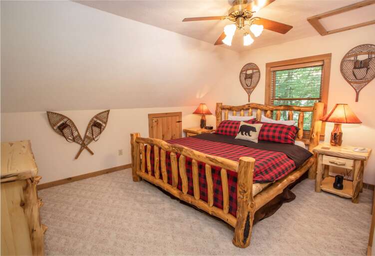 King Bedroom Suite Upstairs with Custom Log Furniture