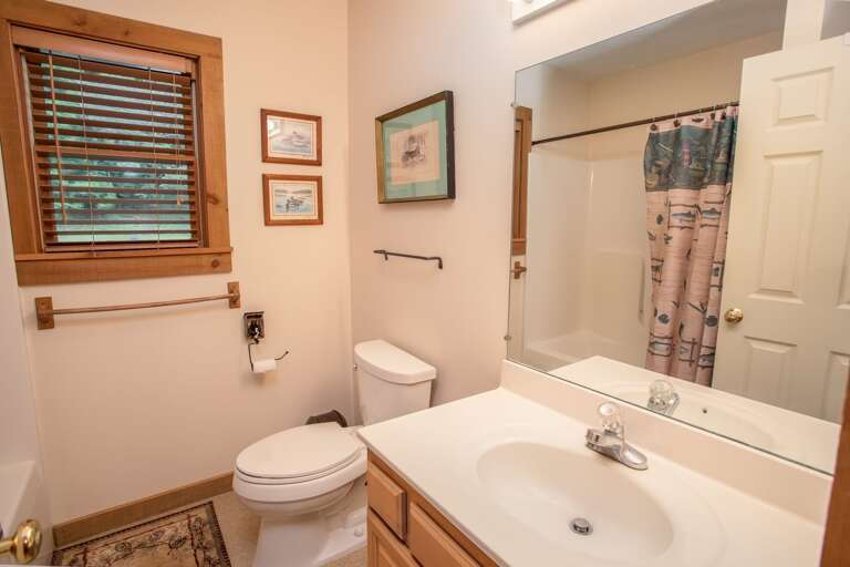 Private Ensuite Full Bathroom Upstairs with Tub and Shower Combo
