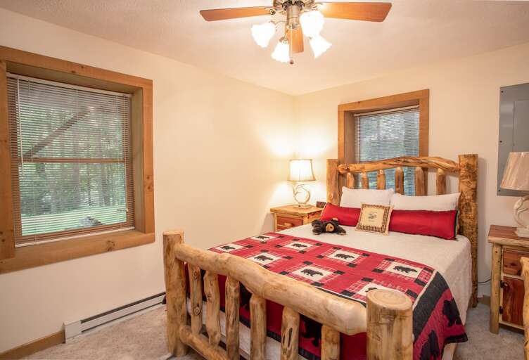 Queen Bedroom on Lower Level with Custom Log Bed