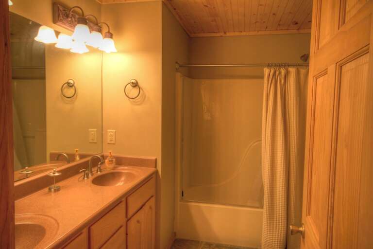 Lower Level Bathroom with Double Vanity and Tub/Shower Combo Lower Level Bathroom with Double Vanity and Tub/Shower Combo