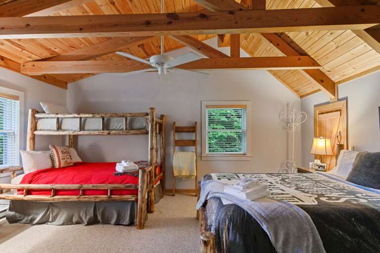 Spacious Upstairs Bedroom Queen Bed, and Twin Over Queen Bunk