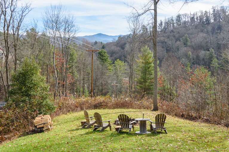 Looking down at the Fire Pit and out at the Mountain Views Looking down at the Fire Pit and out at the Mountain Views