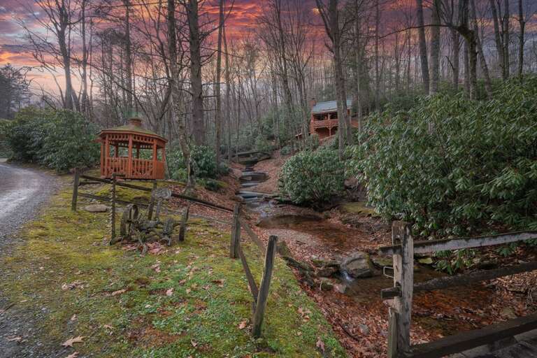 Enjoy the privacy and comfort of your own private stream right in your front yard, complete with a dedicated pavilion perfect for relaxing