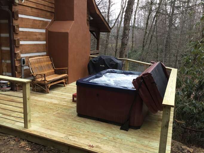 Hot Tub and Seating on Rear Deck